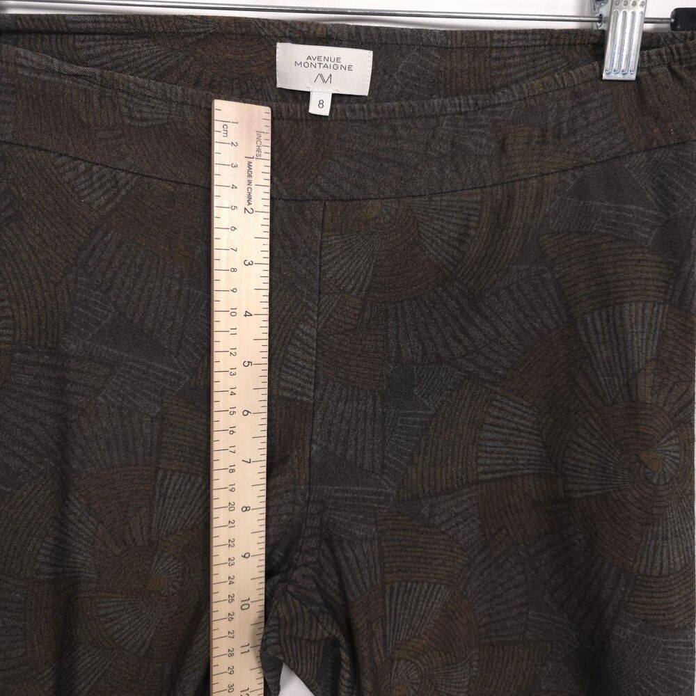 AVENUE MONTAIGNE Geometric Ankle Pants Brown Pull On Size 8 USA MADE Handcrafted - Picture 4 of 10